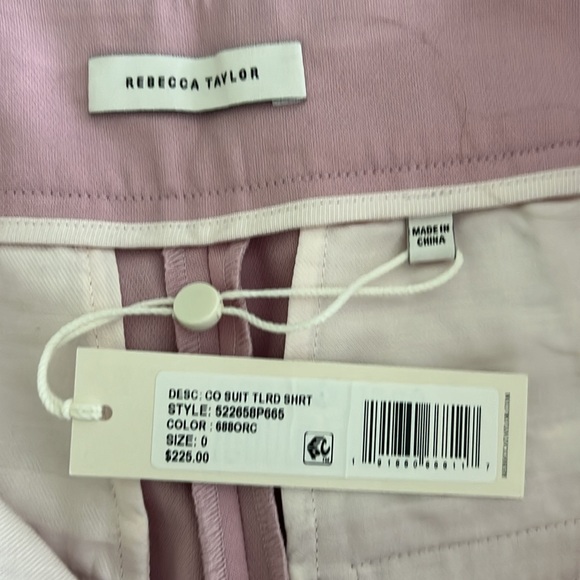 Rebecca Taylor Women's Cotton Suiting Tailored Short, Pale Orchid, 0, NWT - Picture 3 of 4